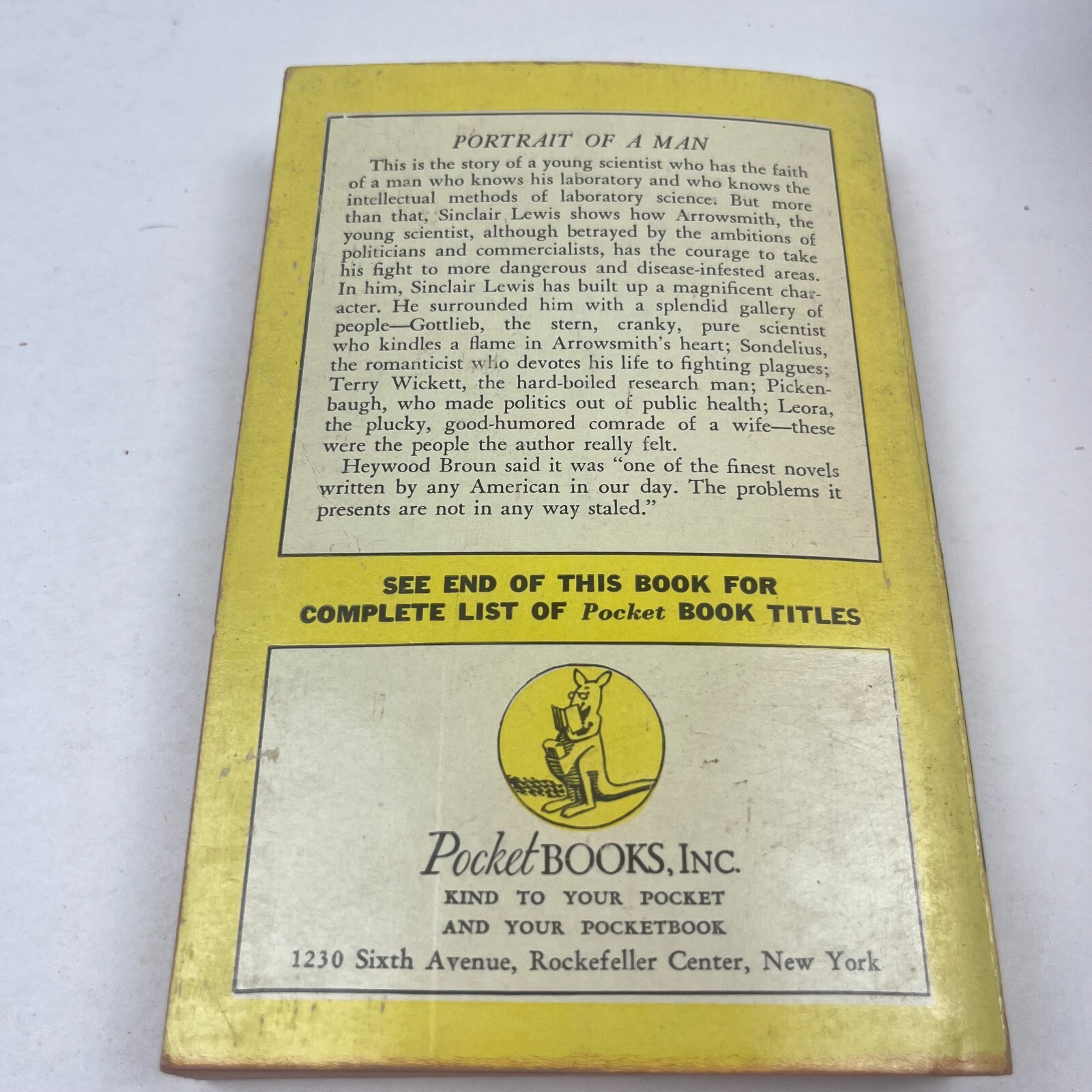 Arrowsmith by Sinclair Lewis 1943 PB 3rd Printing Pocket Book PB
