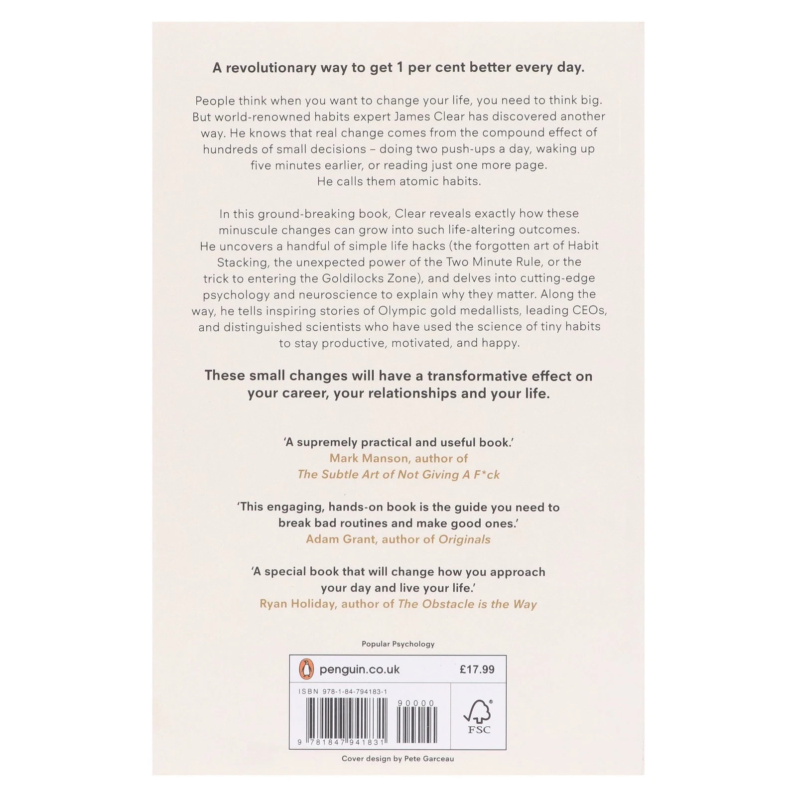 Atomic Habits by James Clear – Non Fiction – Paperback