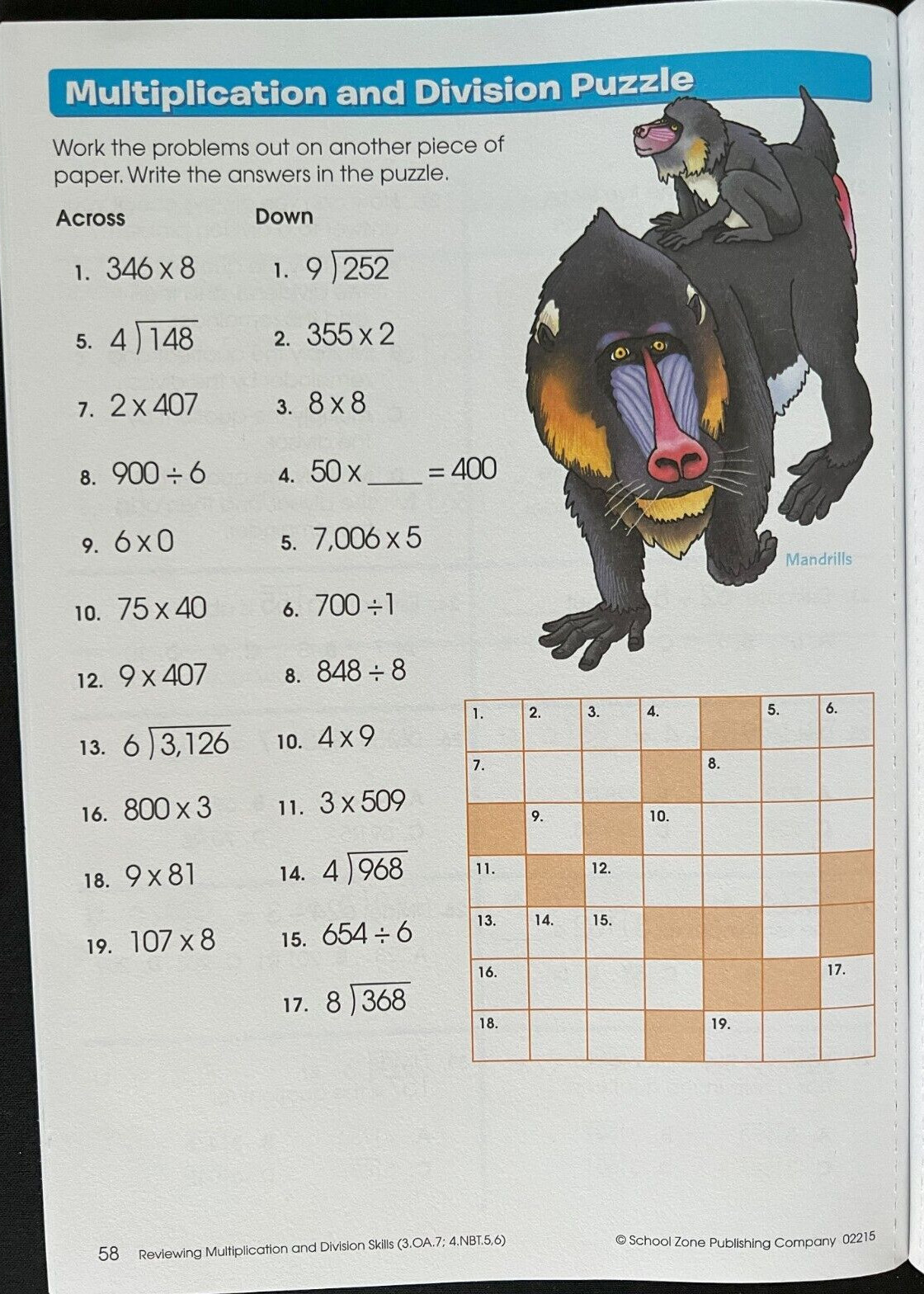 3rd 4th Grade Math Workbooks Multiplication & Division Practice Books Ages 8 10