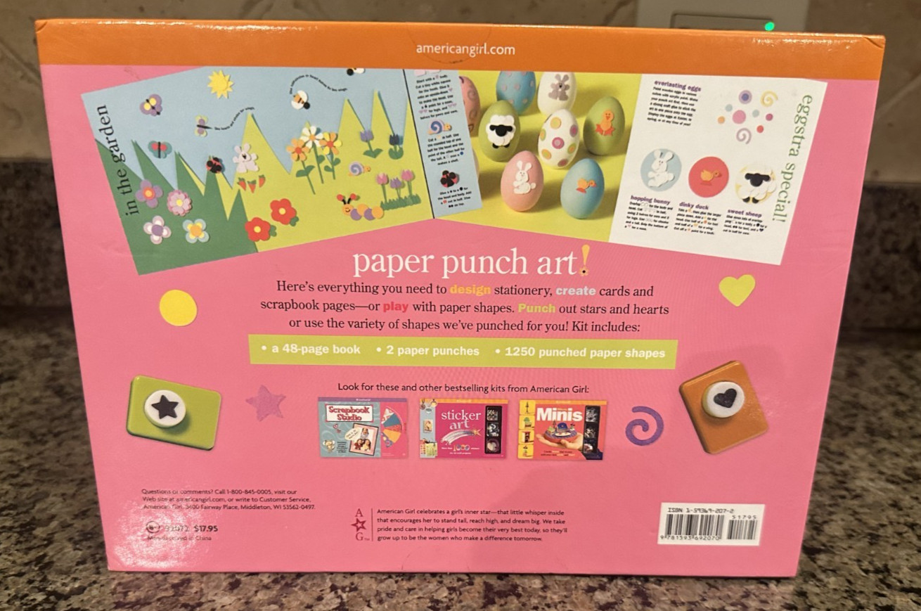 American Girl – Craft Book Lot – Doodle Studio & Paper Punch Art – Kids Gift Set