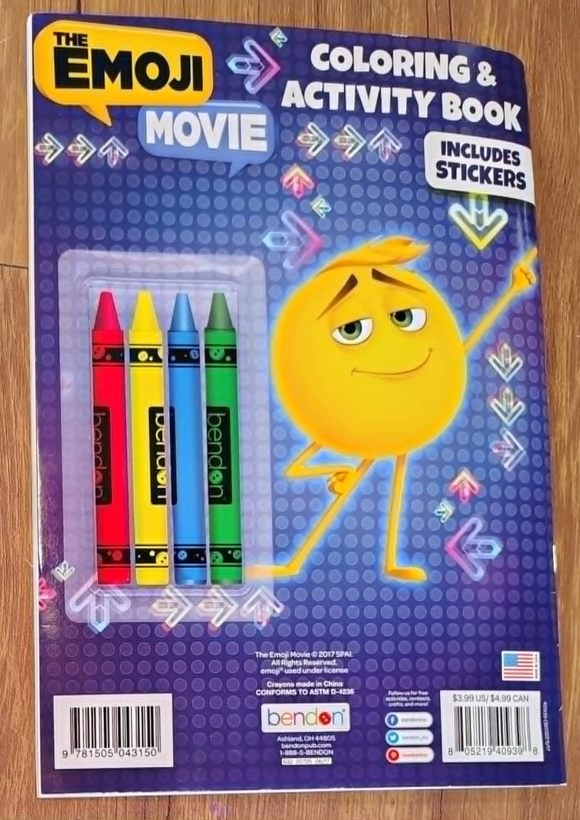 The Emoji Movie Coloring and Activity Book with Crayons includes Stickers