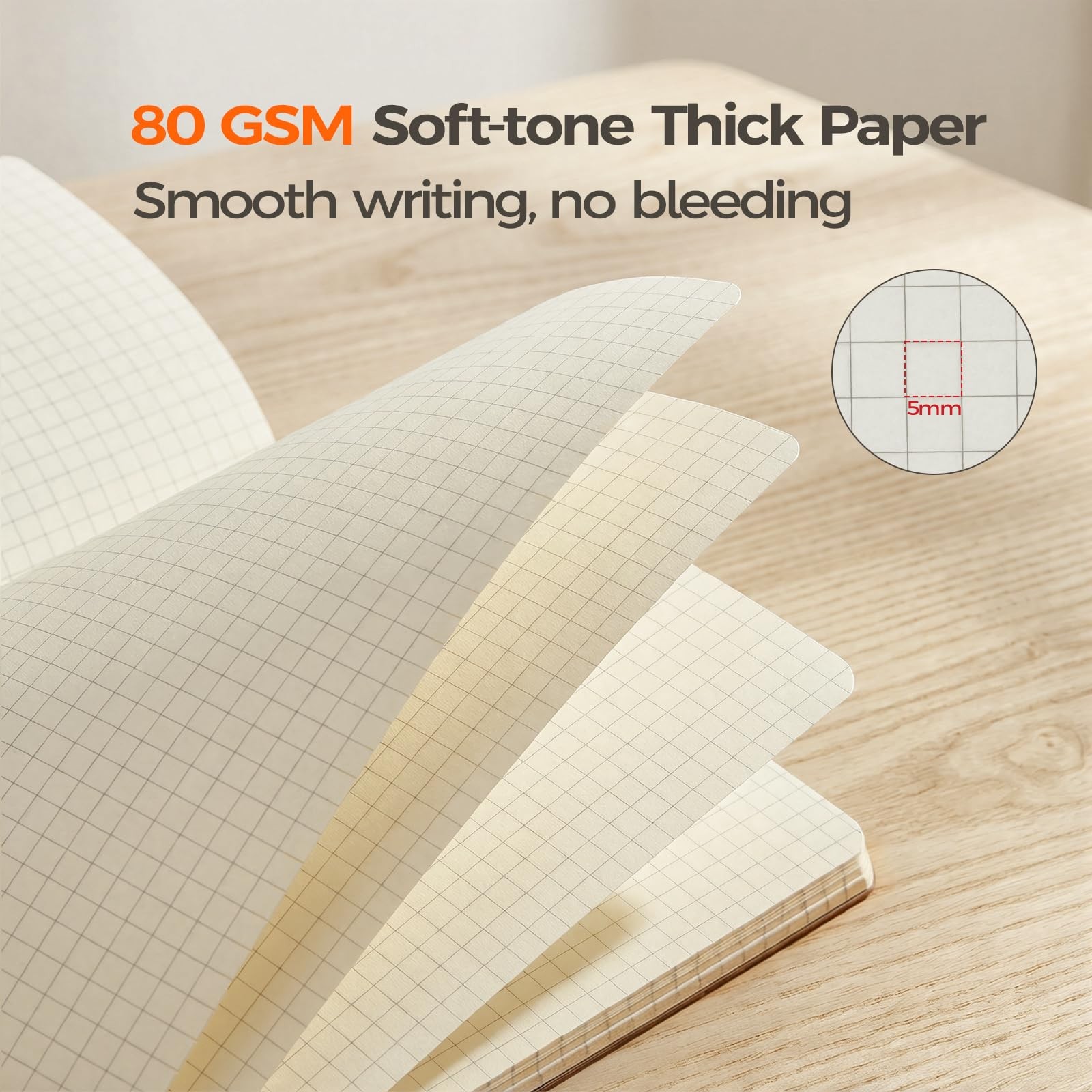 8 Pack Kraft Notebooks Bulk A5, 60 Pages Grid Graph Journals, 8.3×5.5 Inches,…