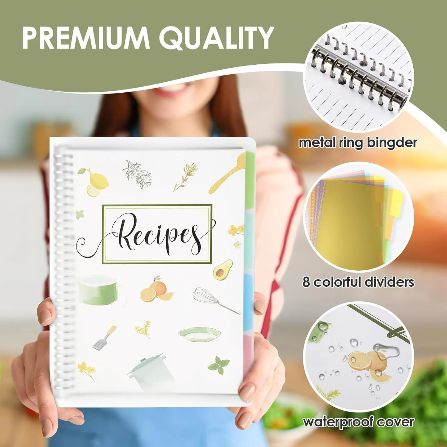 8.5″ x 11″ Recipe Book to Write in Your Own Recipes, Personal Blank Recipe Noteb