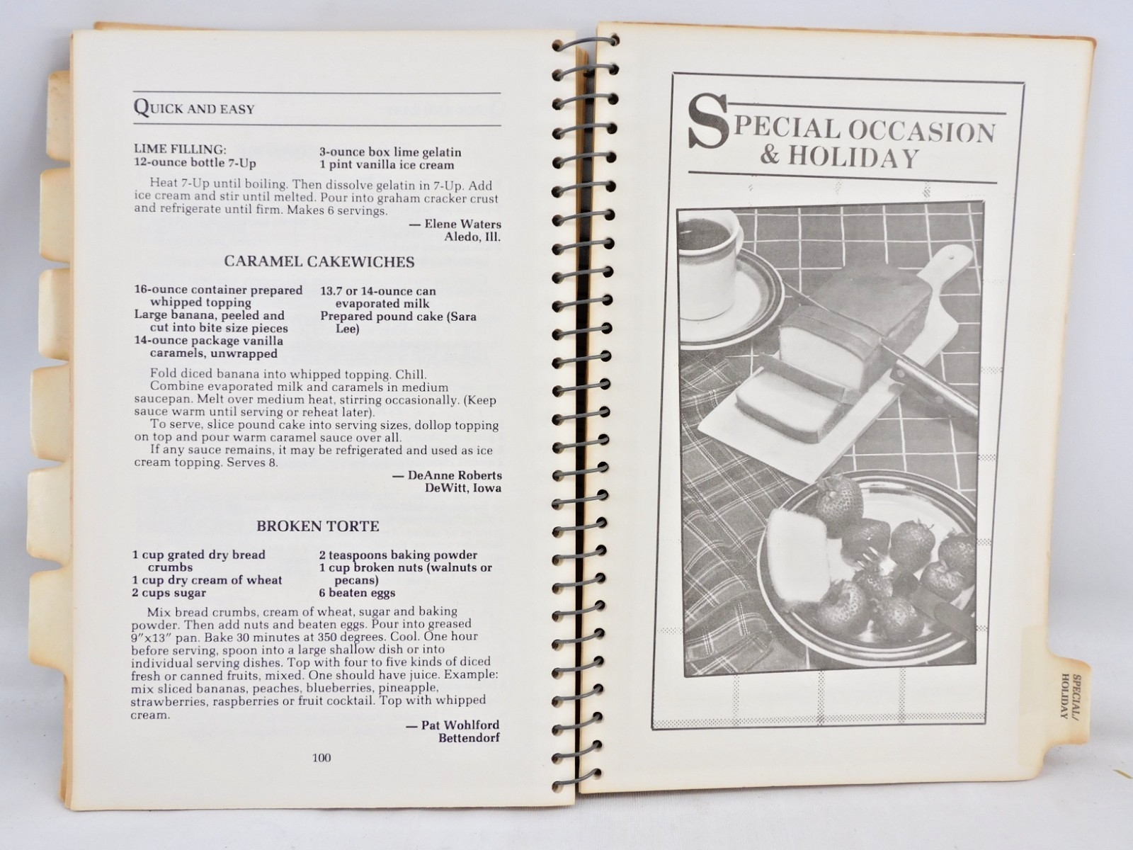 Quad City Times Dessert Cookbook 1984 Sinfully Delicious Spiral Bound 128 Pages