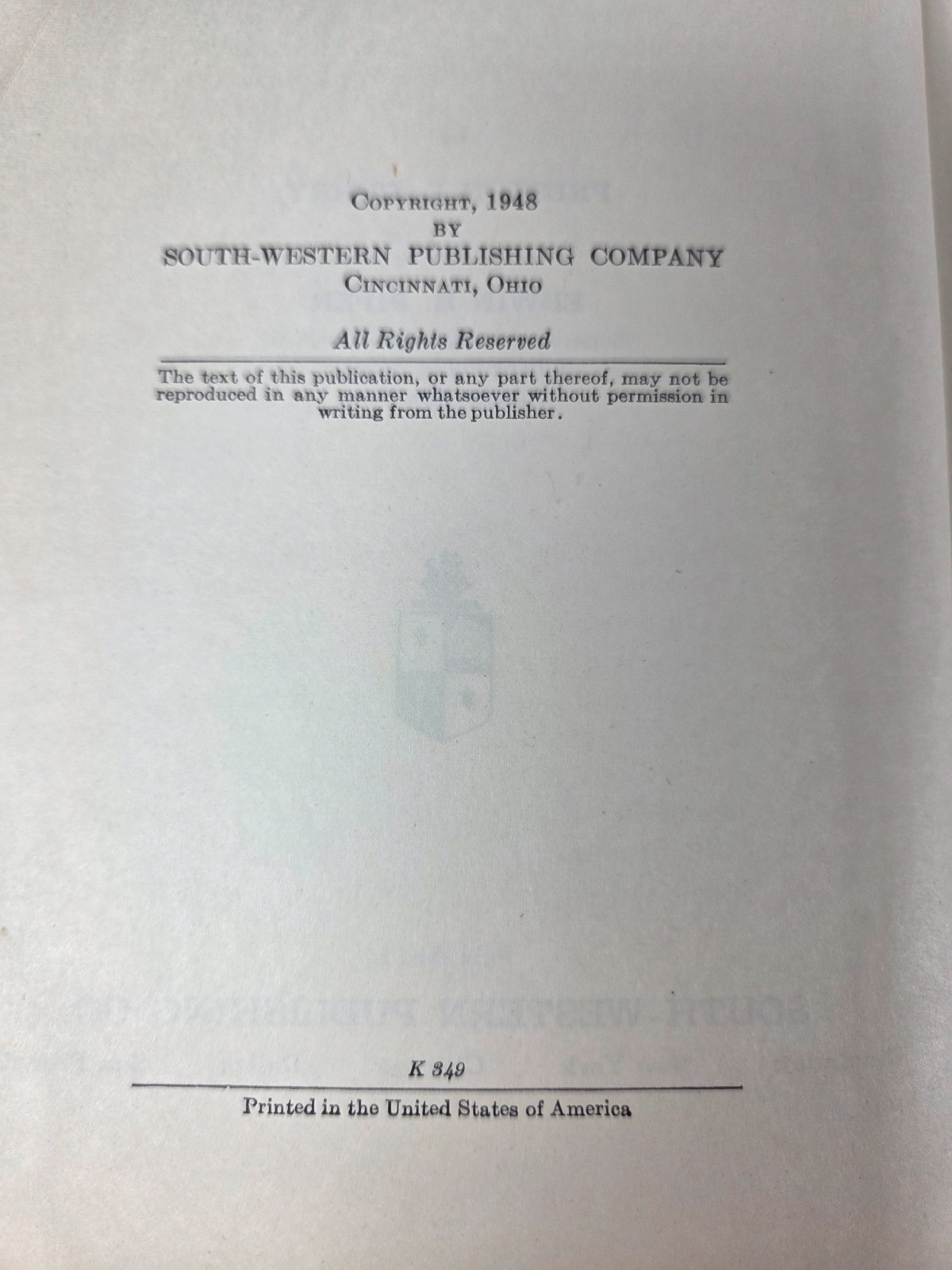 1948 Applied Business Arithmetic Curry Piper School Text Book HC Fifth Edition