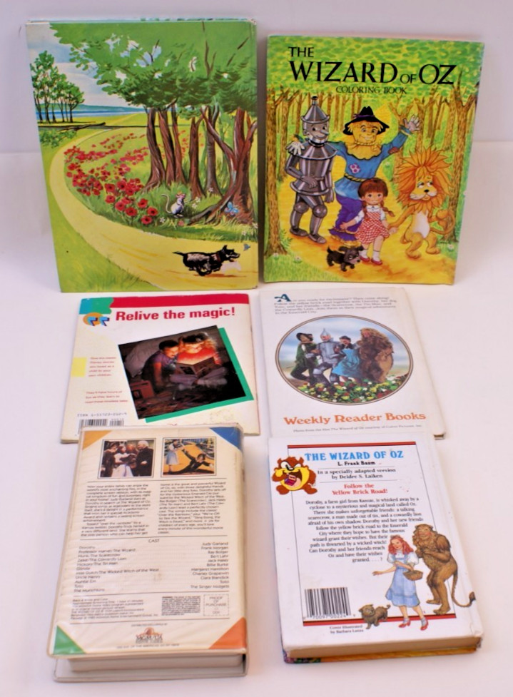 5 WIZARD OF OZ BOOKS & VHS – VINTAGE ORIGINALS