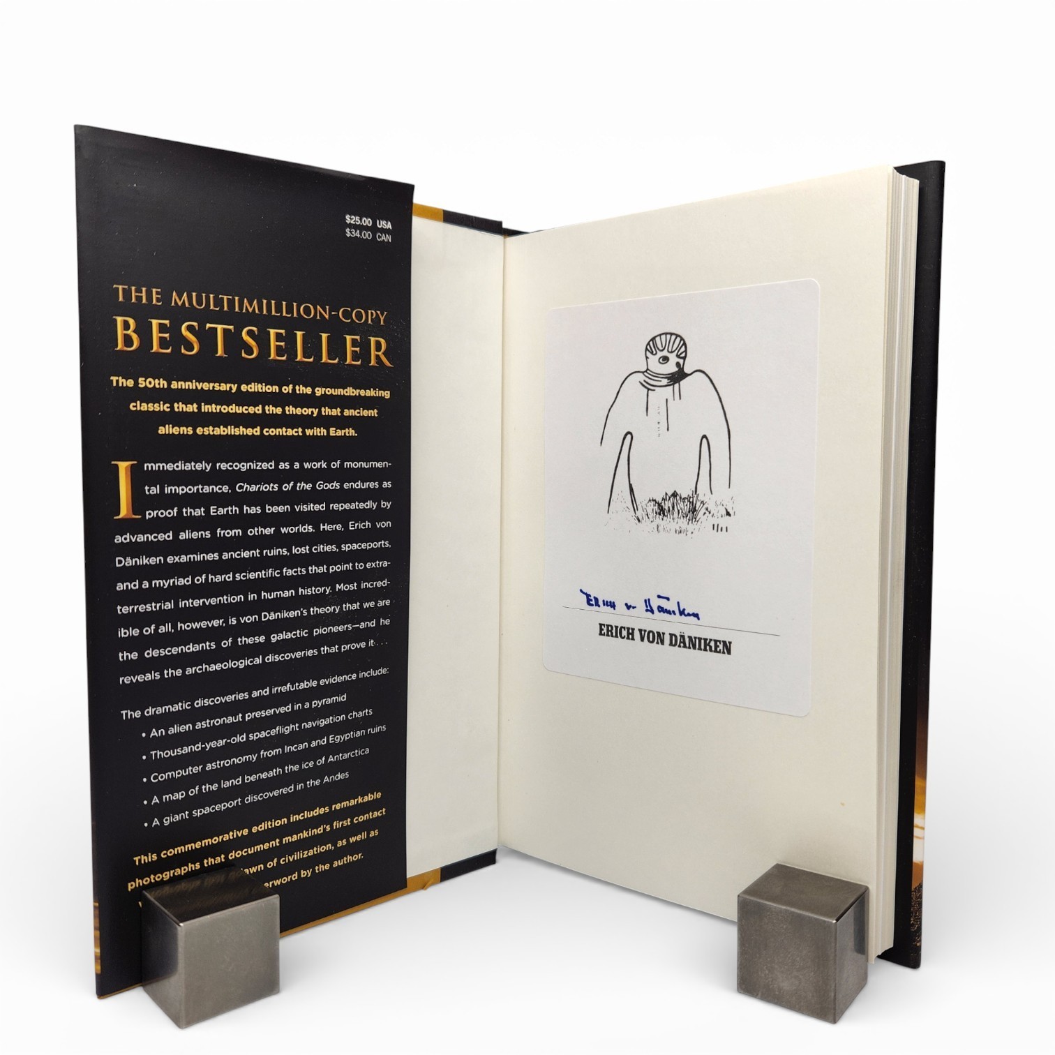 SIGNED Chariots of the Gods by Erich Von Daniken 50th Anniversary Edition