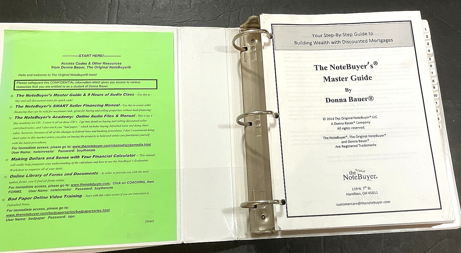 Donna Bauer The Original Note Buyers Master Guide Financial Advisor Real Estate