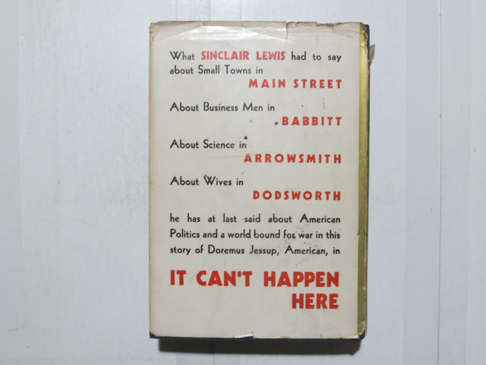 It Can’t Happen Here by Sinclair Lewis First Edition 1935 Sun Dial Press K4