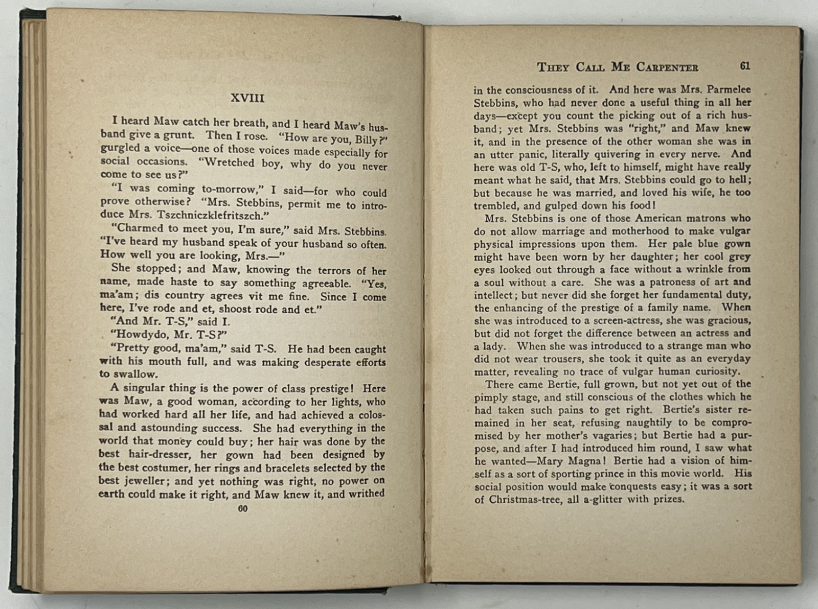 VTG They Call Me Carpenter: A Tale of the 2nd Coming by Upton Sinclair – 1922 HC