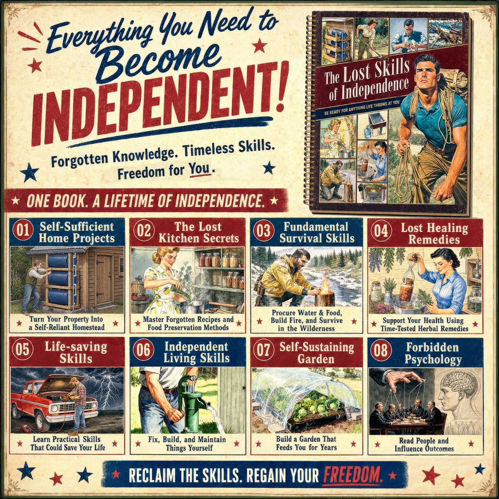 The Lost Skills of Independence – Hardcover, Spiral Bound, Colored Illustrations