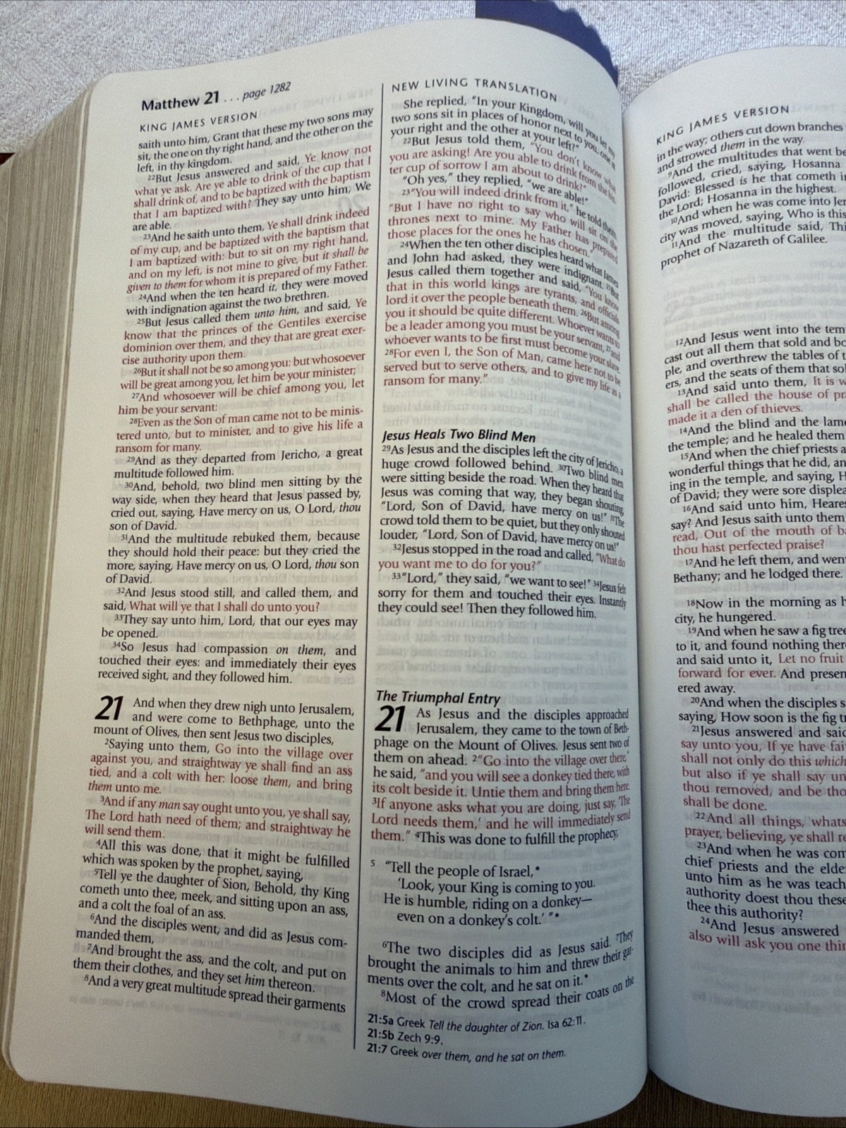 VTG 1997 Holy Bible: People’s Parallel Edition, KJV NLT Red Letter Leather Bound
