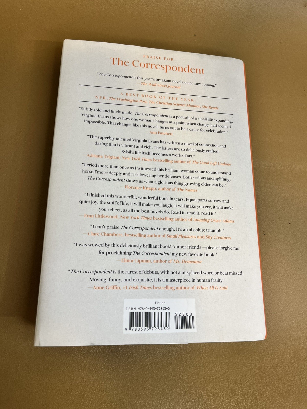 The Correspondent: A Novel by Virginia Evans – Hardcover, Hardback Book