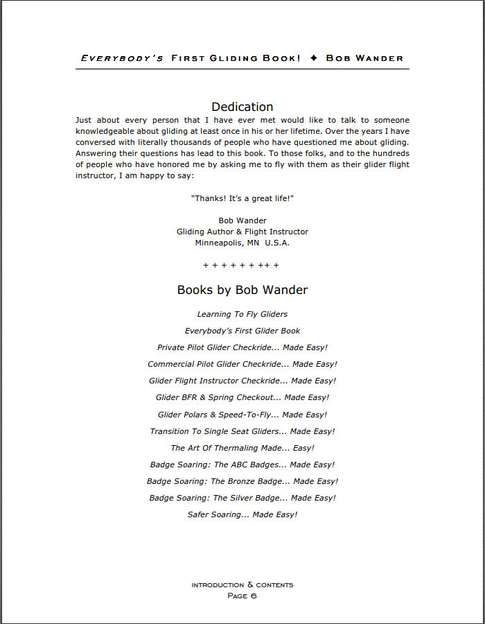 Everybody’s First Gliding Book! by Bob Wander. Brand New! Free Shipping!
