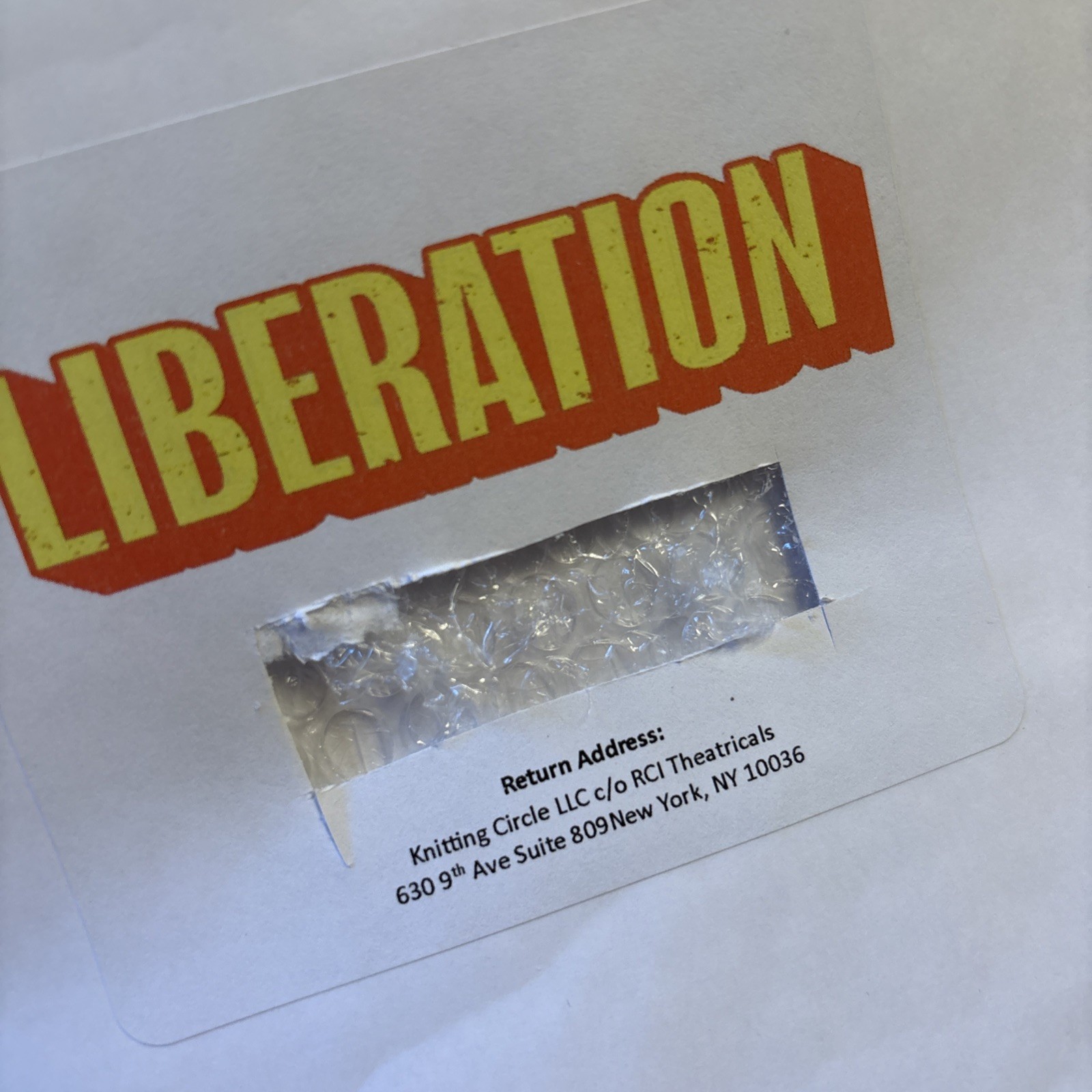 LIBERATION By BESS WOHL Tony Voter Gift PLAY SCRIPT in Logo Envelope! ADVANCED!