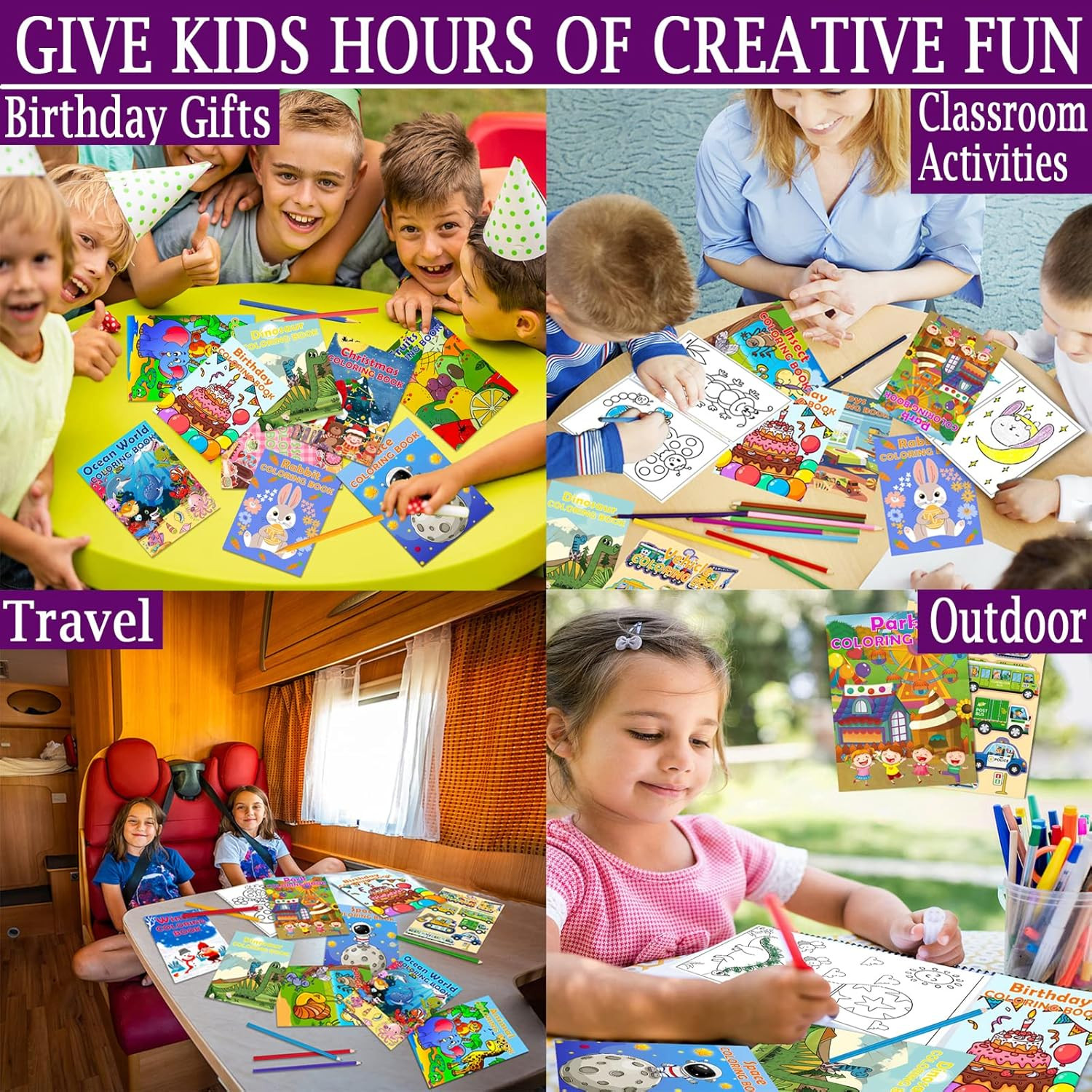 24Pack Coloring Books for Kids Ages 4-8 8-12, Small Bulk Coloring Books for Kids