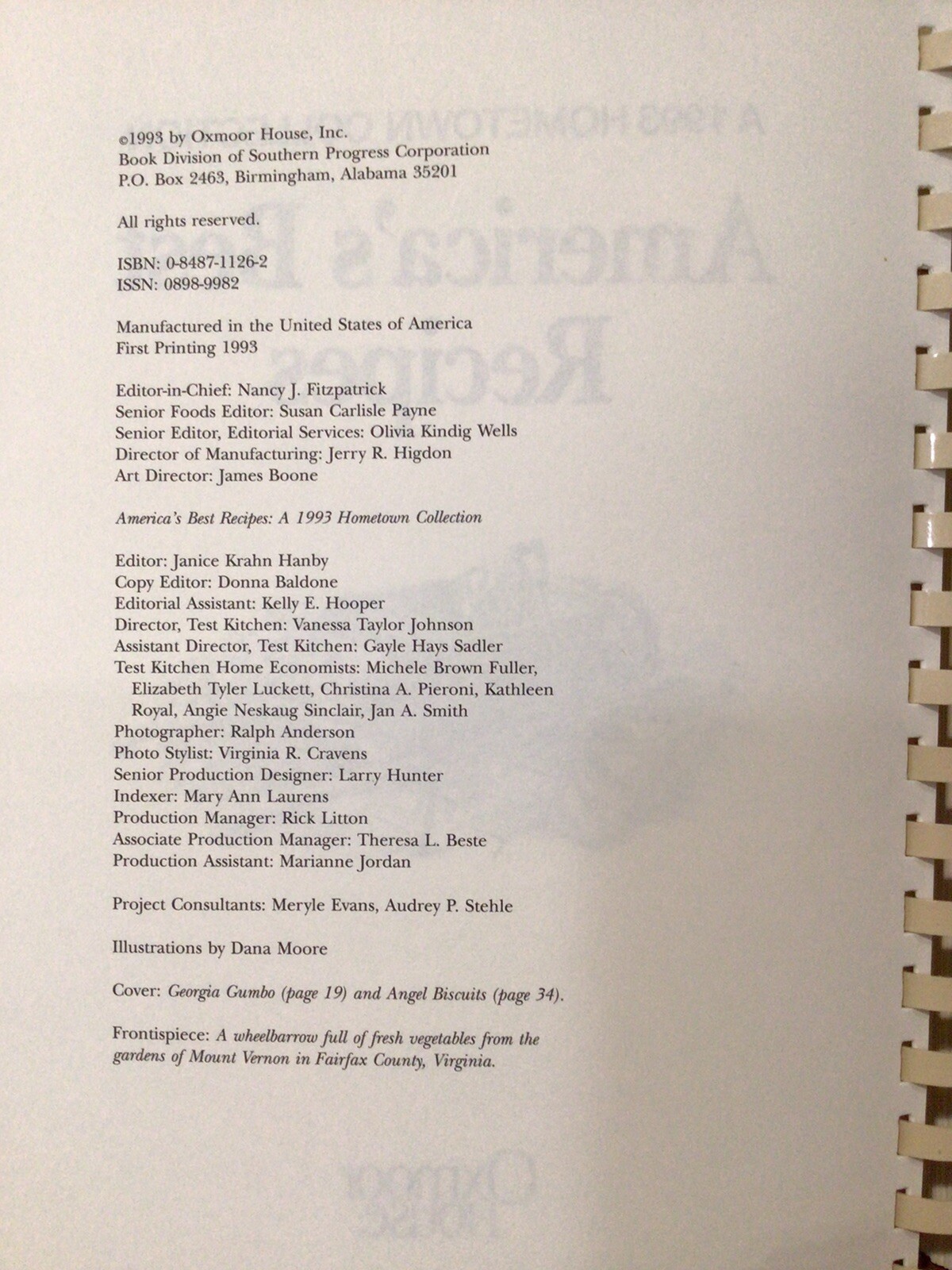 1993 HOMETOWN COLLECTION America’s Best Recipes Cookbook 336 Pages