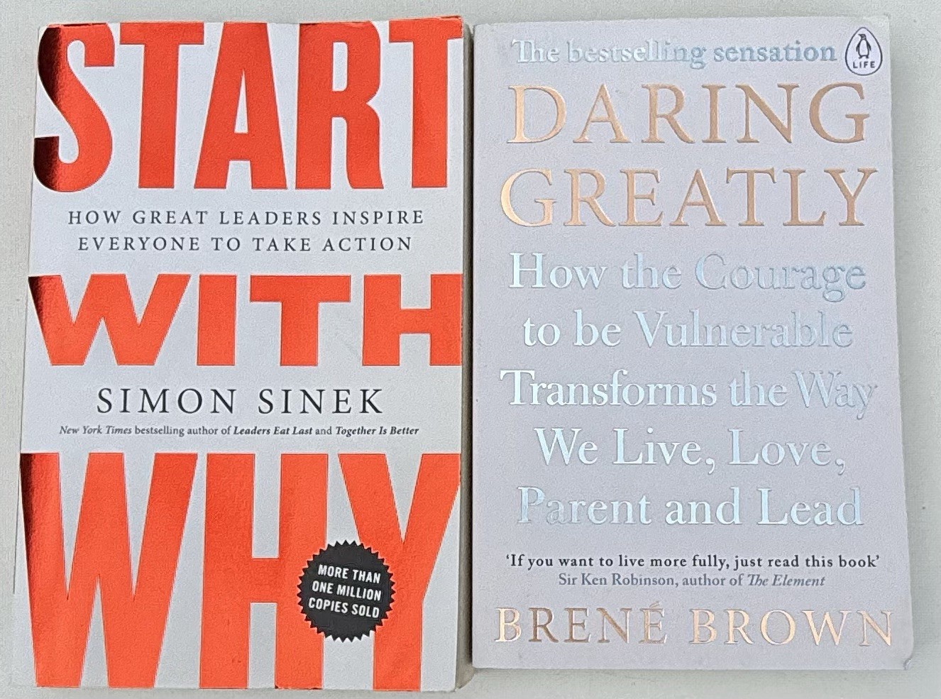 Lot of 2 Self Help Books Simon Sinek Start with Why & Brene Brown Daring Greatly