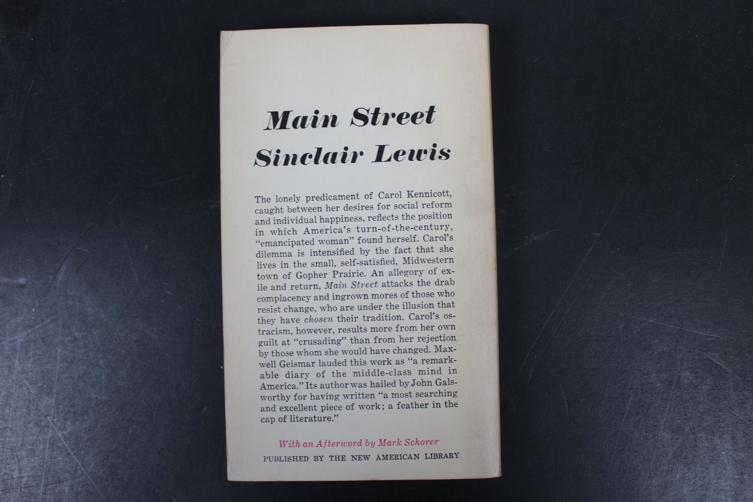 Main Street Sinclair Lewis 1961 7th Print Signet Classic American Literature PB