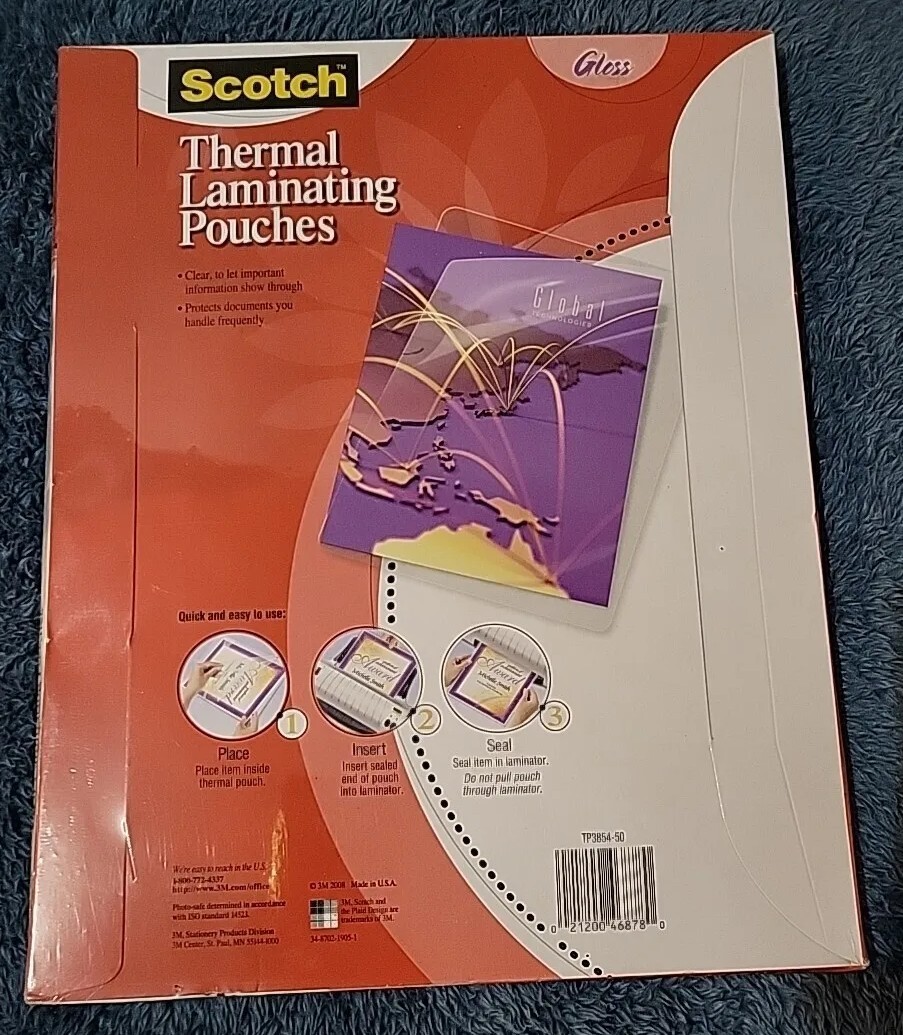 Scotch Thermal Laminating Pouch, 8-9/10 x 11-2/5 Inches, 3 mil Thick, Pack of 50