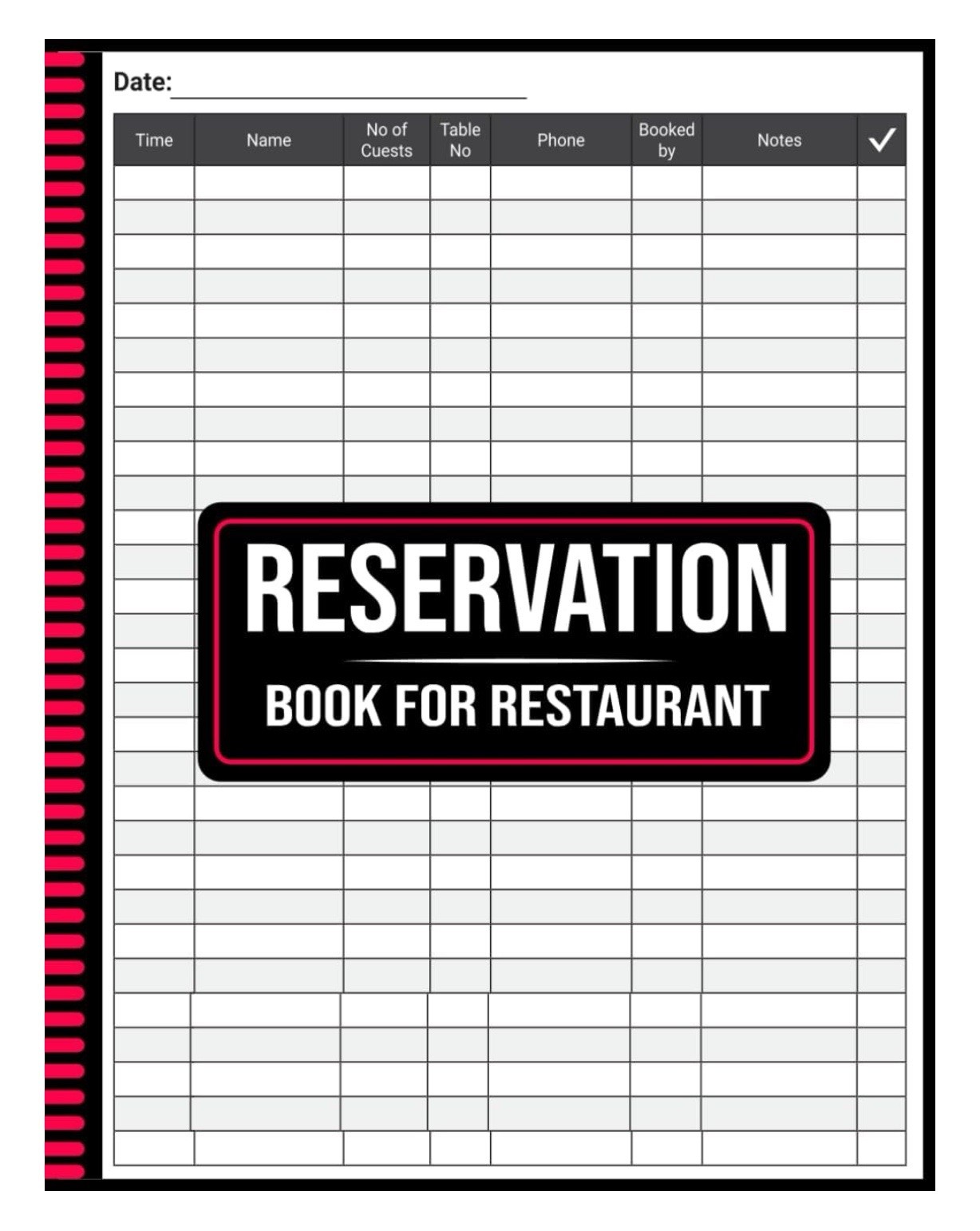 Reservation Book For Restaurant: 365 Day Guest Booking Diary, Full Yr 110 Pages
