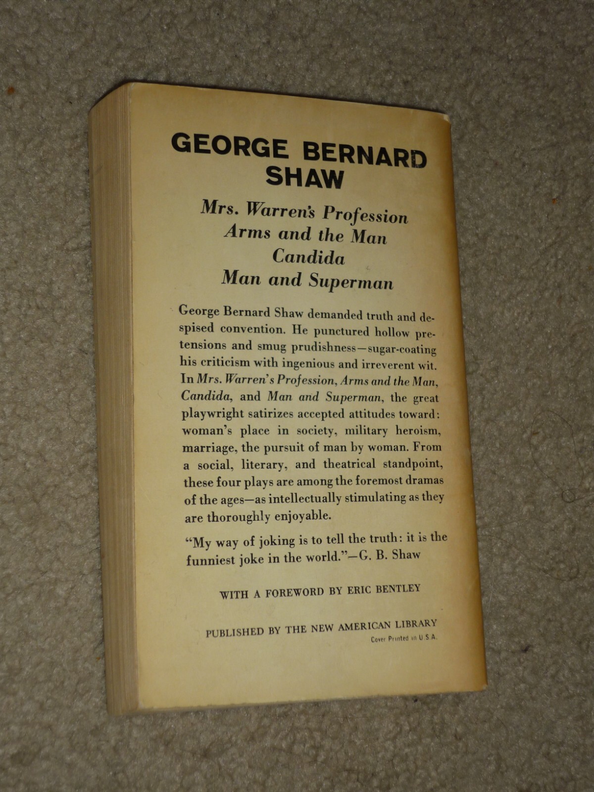 Plays by George Bernard Shaw, Vtg PB 1960, Signet Classics 1st Printing Candida