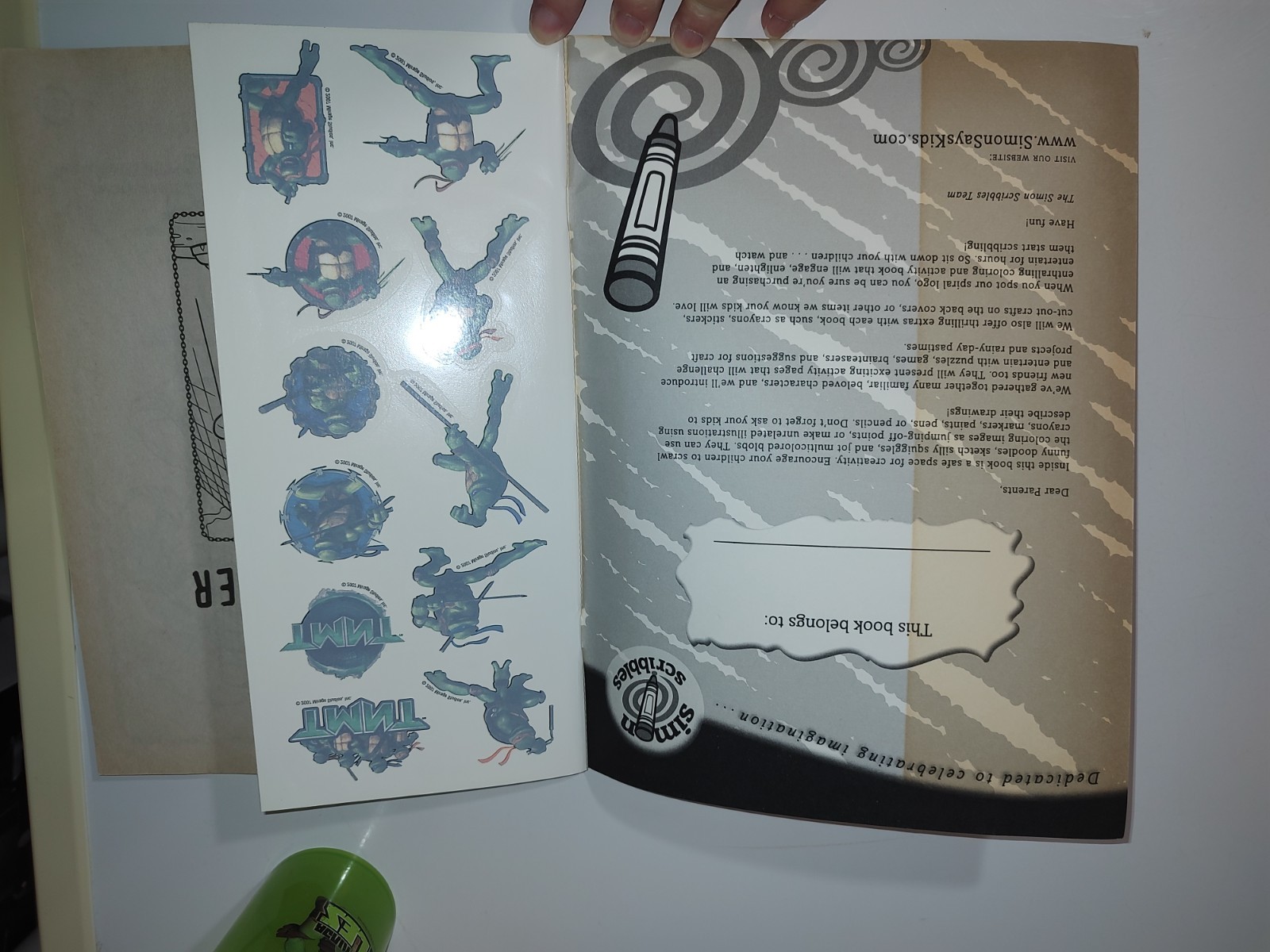 TMNT Tattos The Nightwatcher Activity Book and ZAK Design TMNT 10 oz Cup AS IS
