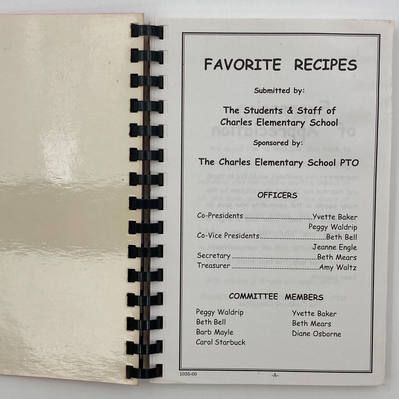 Charles Elementary School Cookbook Richmond, Indiana (1996, Spiral) 126 pages