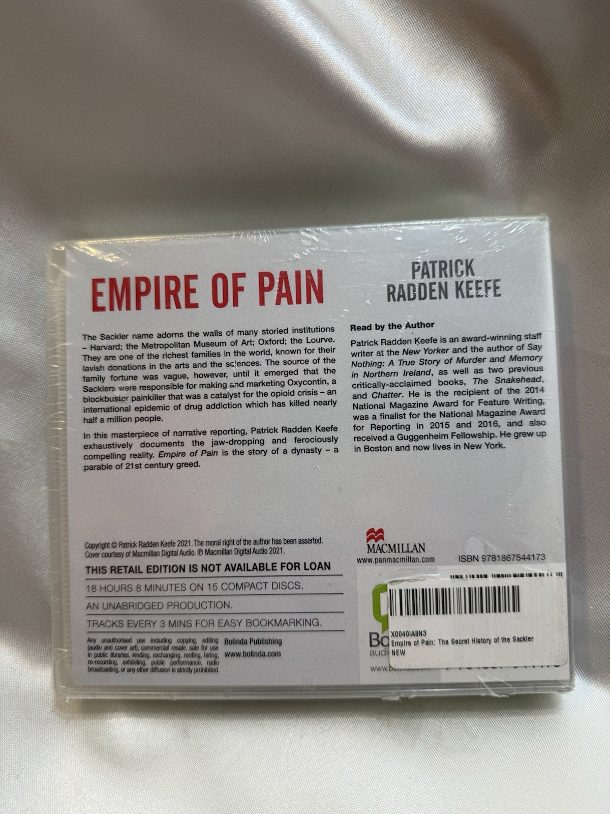 Empire Of Pain Adio Disk Set Patrick Radden Keefe 18 Hours, 8 Minutes