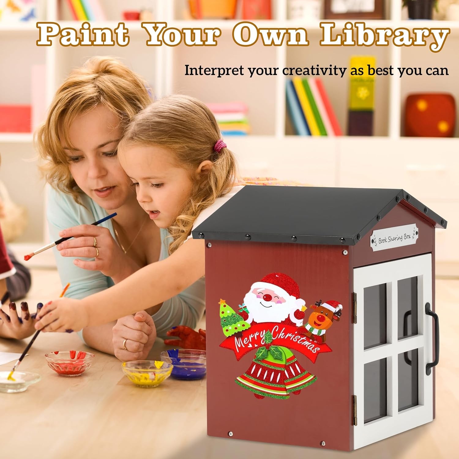 Little Library Box Outdoor: Natural Wood Free Library with Reinforced Waterproof