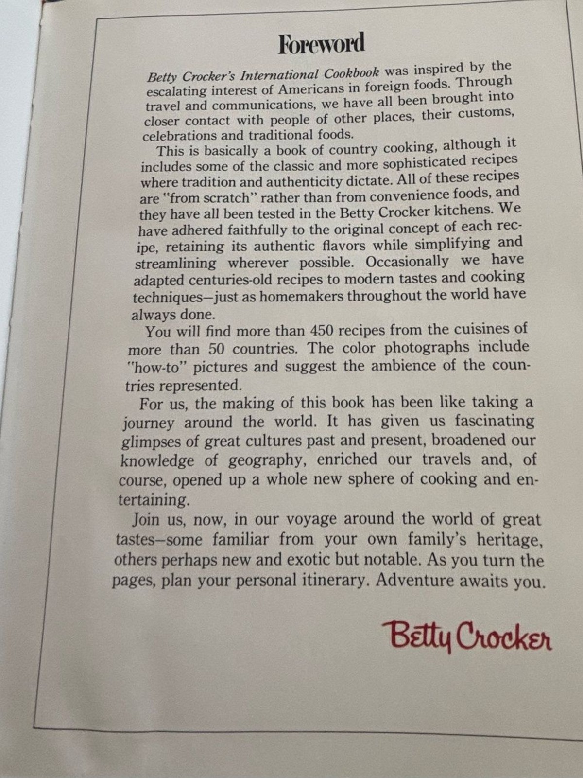 Betty Crocker International Cookbook Hardcover 1980 First Edition USA 372 Pages