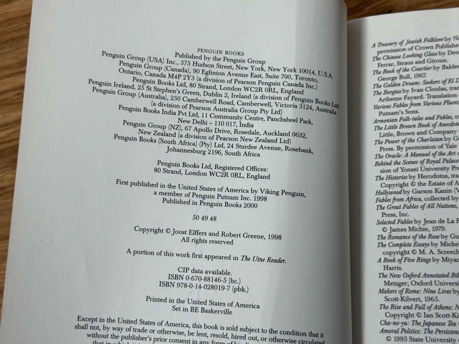 The 48 Laws of Power Robert Greene 2000 Paperback Penguin Books