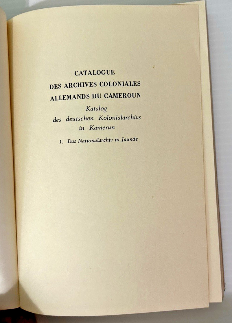 Catalogue des archives coloniales allemands du Cameroun by Mohammadou, 1978