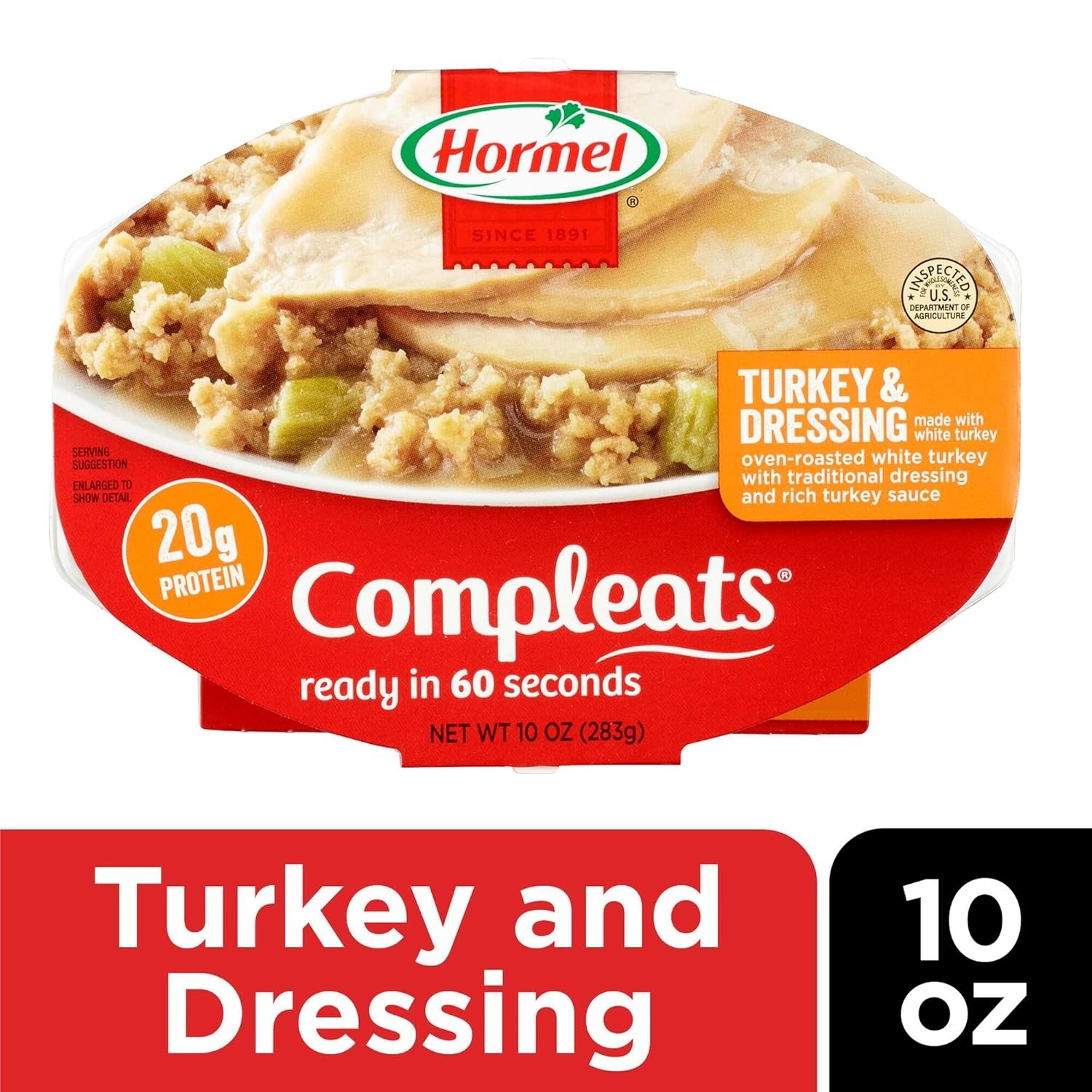 Turkey & Dressing Microwave Trays – 20g Protein per Serving – 6 Pack of 10 oz