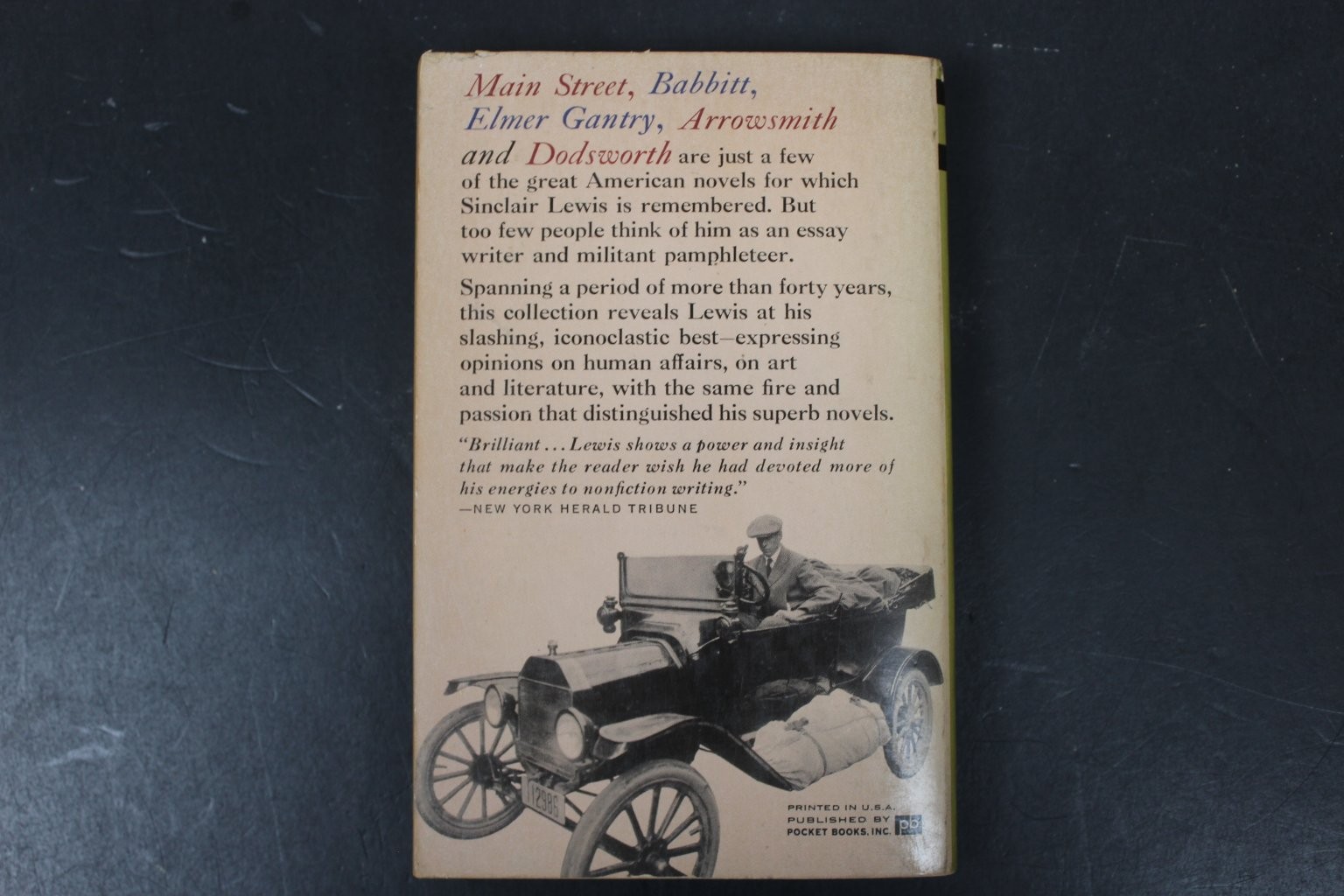 Sinclair Lewis Reader The Man from Main Street 1962 Giant Cardinal Essays PB