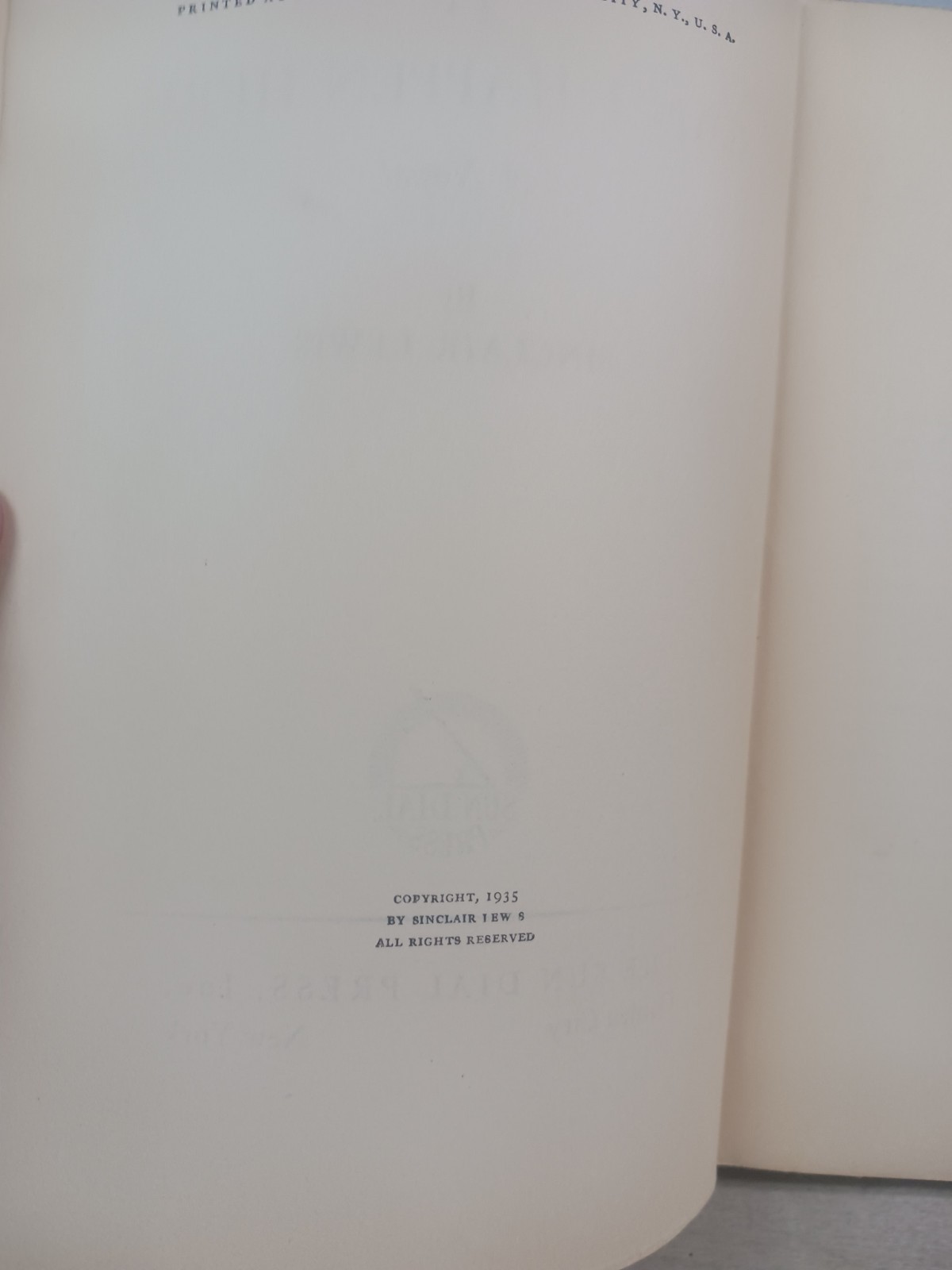 It Can’t Happen Here by Sinclair Lewis First Edition 1935 Sun Dial Press