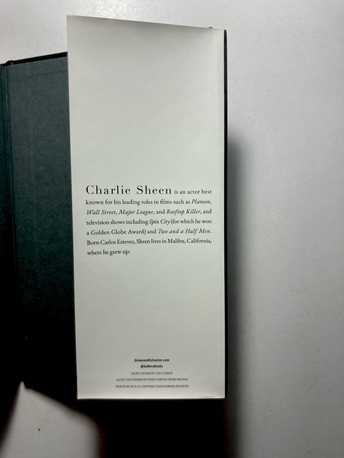 CHARLIE SHEEN “The Book of Sheen : A Memoir” SIGNED Hardcover First Edition 2025