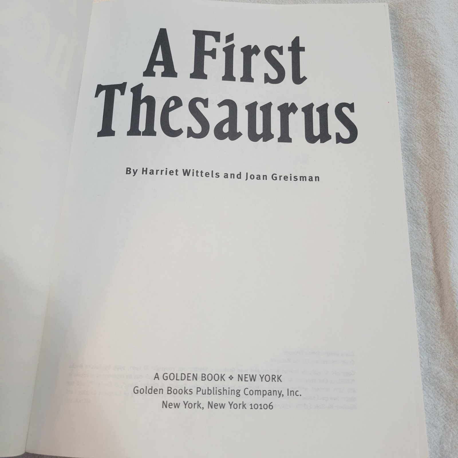 1997 Golden Books A First Thesaurus Over 2,000 Entry Words PB 126 Pages