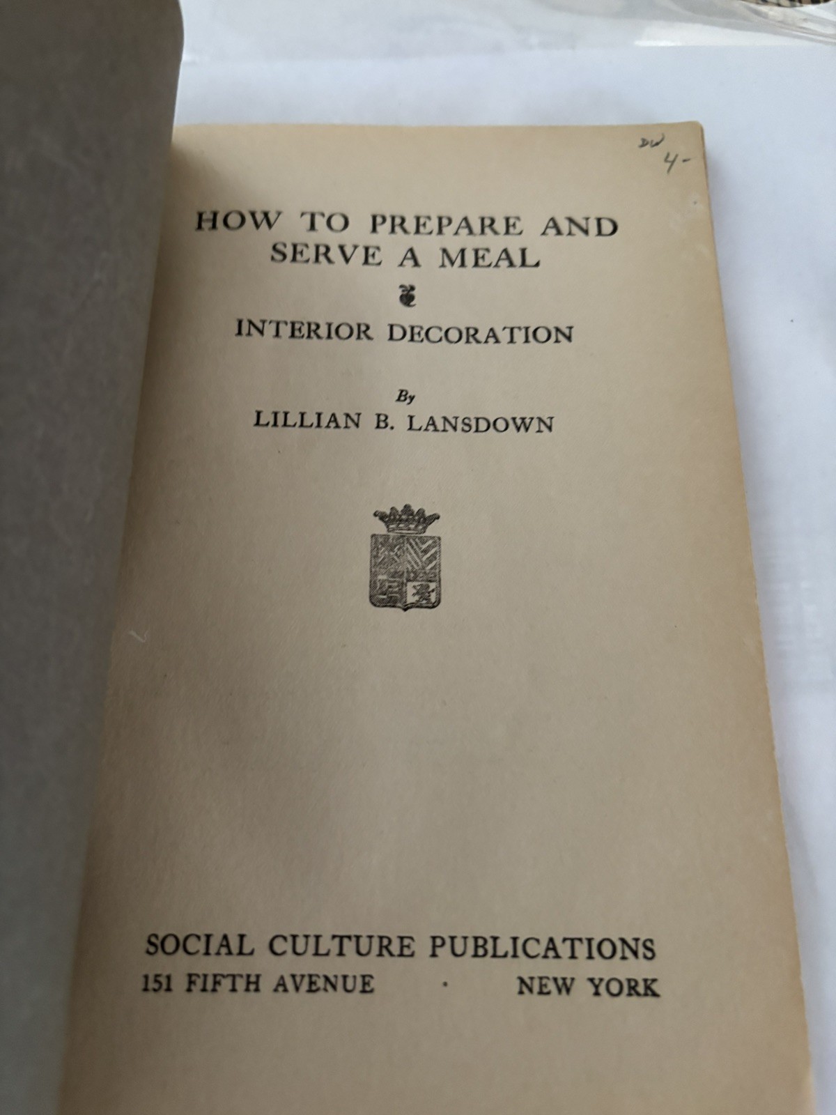 The Womans Library 1922 Book of Culture Decorating Meal Lot of 2 Antique Lane