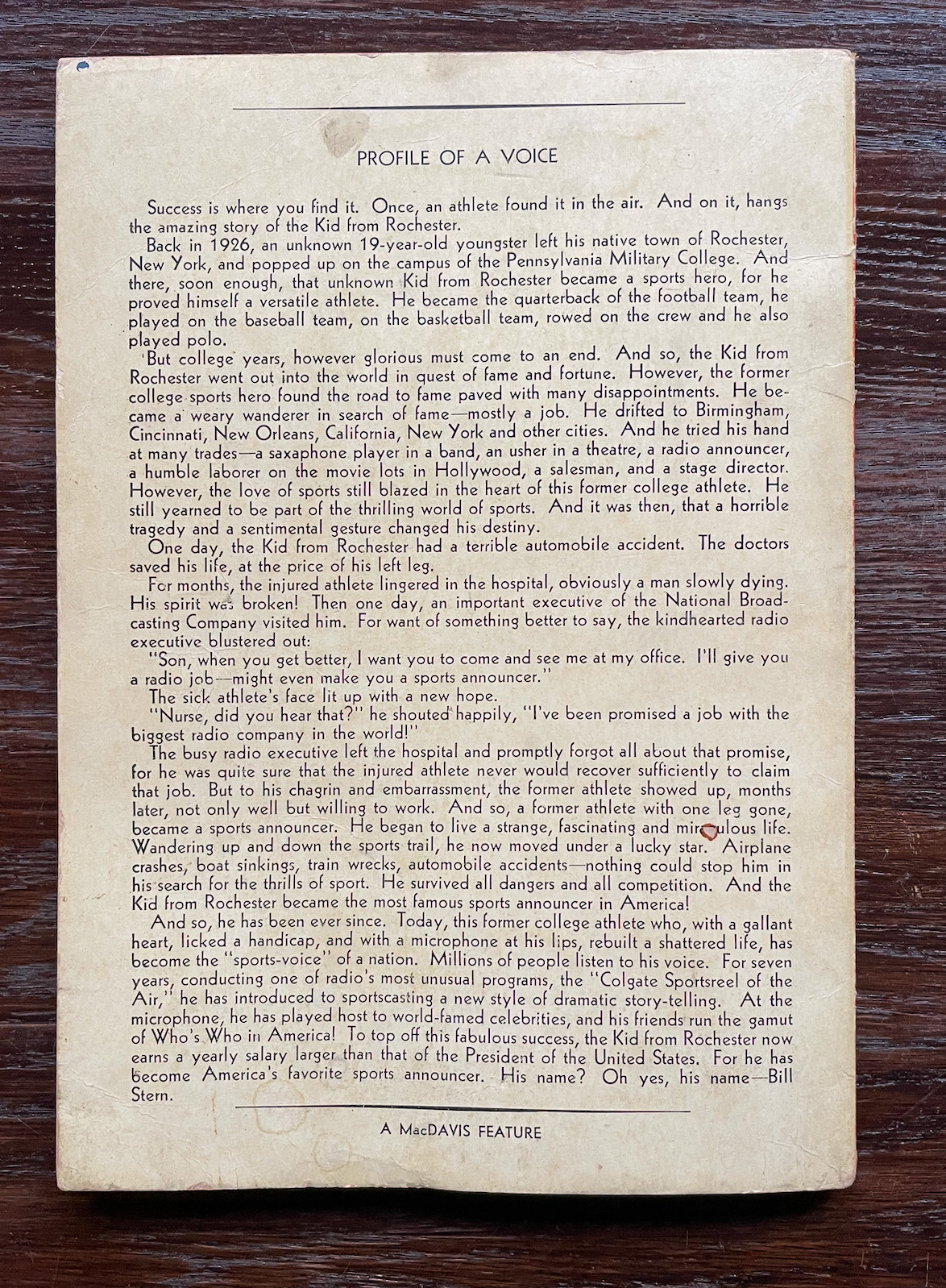 MY FAVORITE SPORTS STORIES, BY BILL STERN, 1946, 126 PAGES, 150 TALES
