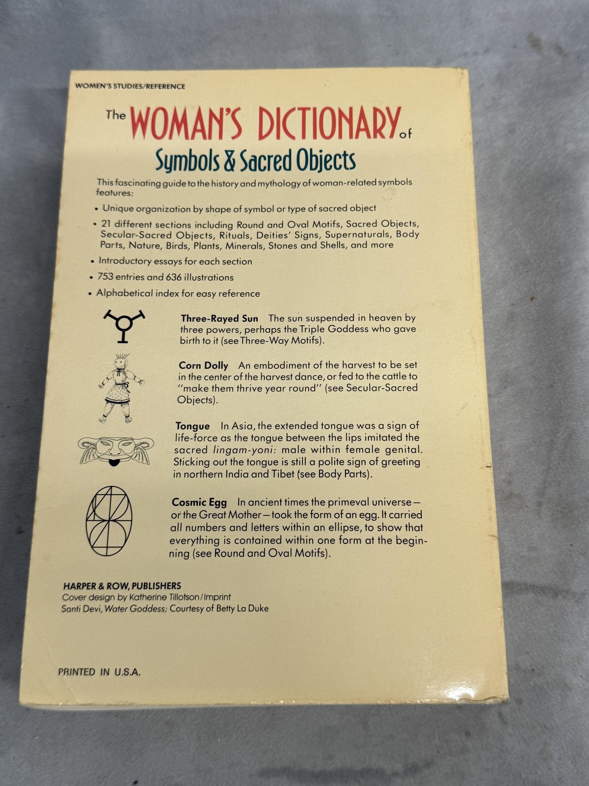 Vintage Woman’s Dictionary Symbols & Sacred Objects Walker Harper Tan PB 1988