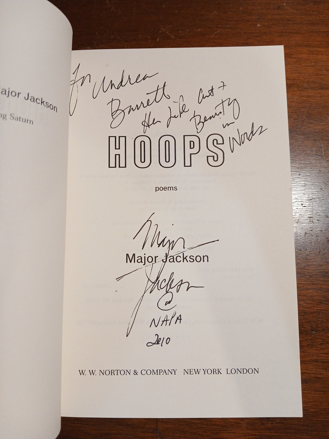 Hoops: Poems Major Jackson Signed First Edition Paperback
