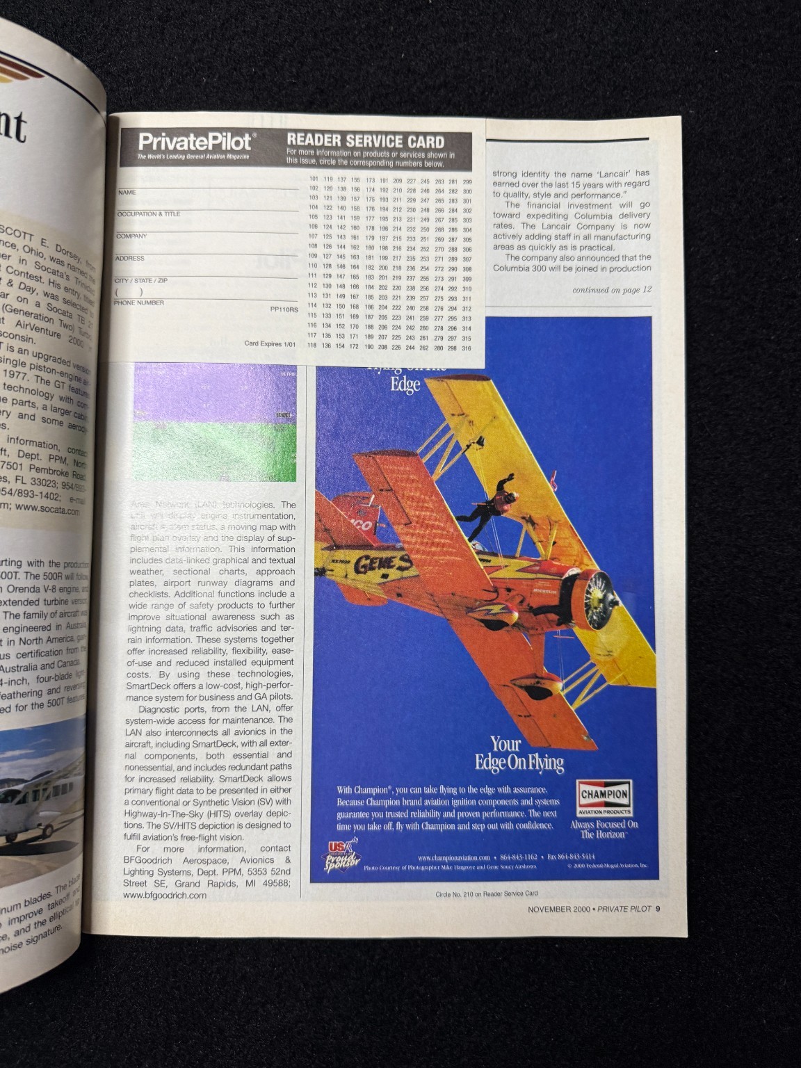 Private Pilot Magazine November 2000 Cessna Millennium Edition Aviation Aircraft