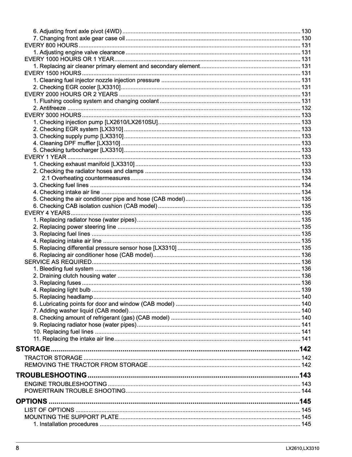 KUBOTA LX2610 LX2610SU LX3310 OPERATORS MANUAL – LOOP BIND – PROTECTIVE COVERS