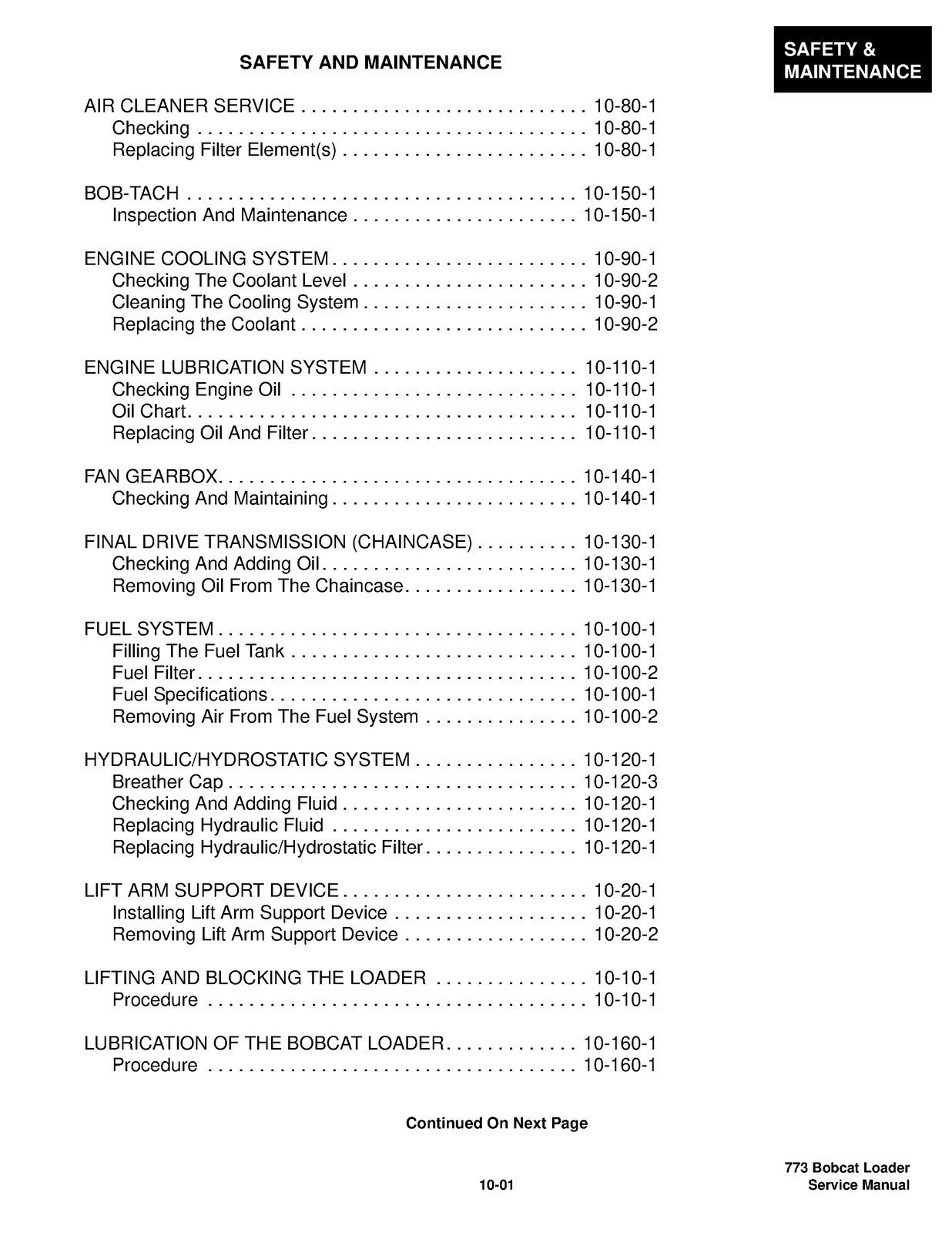BOBCAT 773 High Flow Turbo G Series Service Manual BINDING COVERING FOLDOUTS