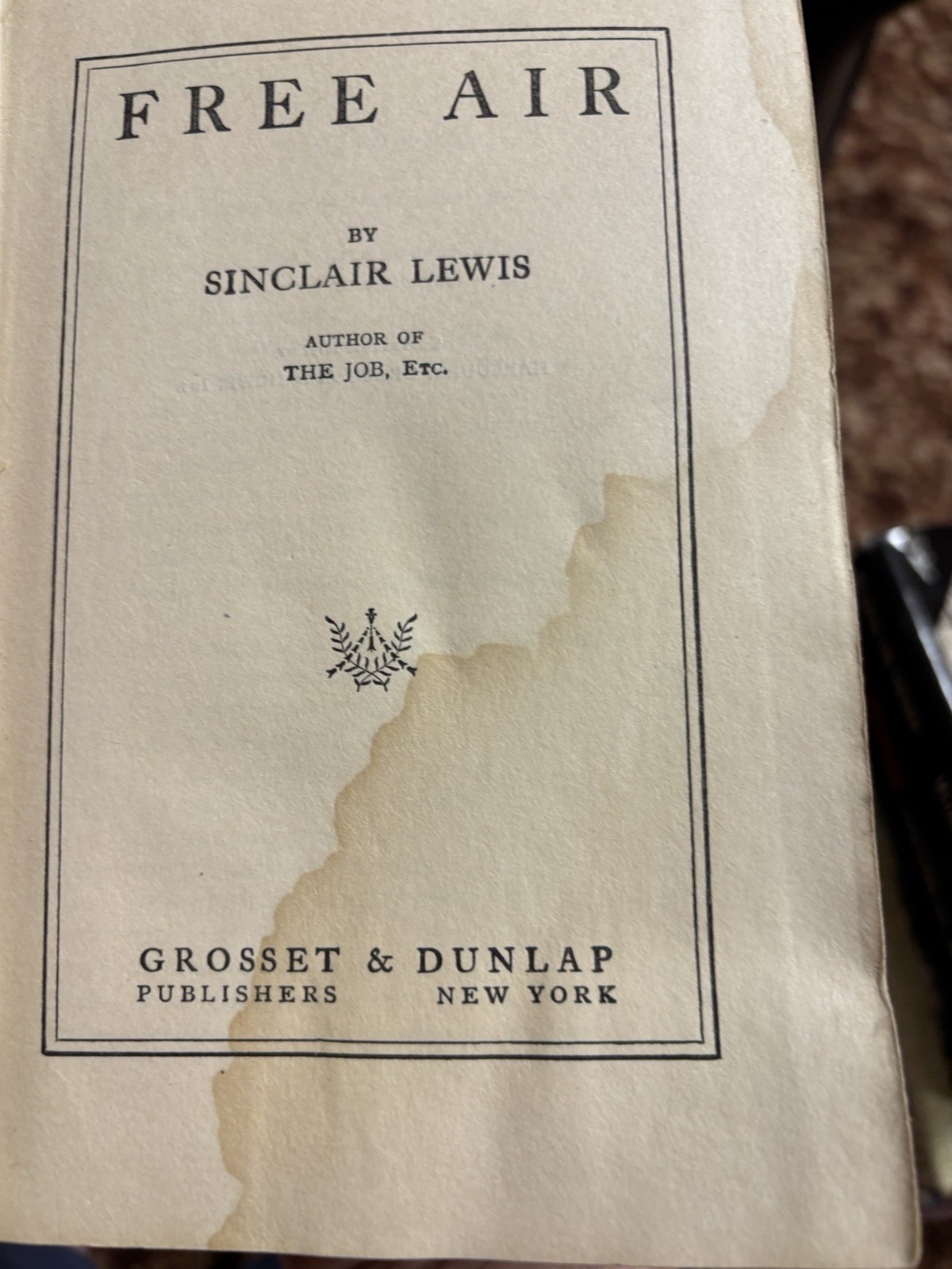 Free Air by Sinclair Lewis 1919 First Edition