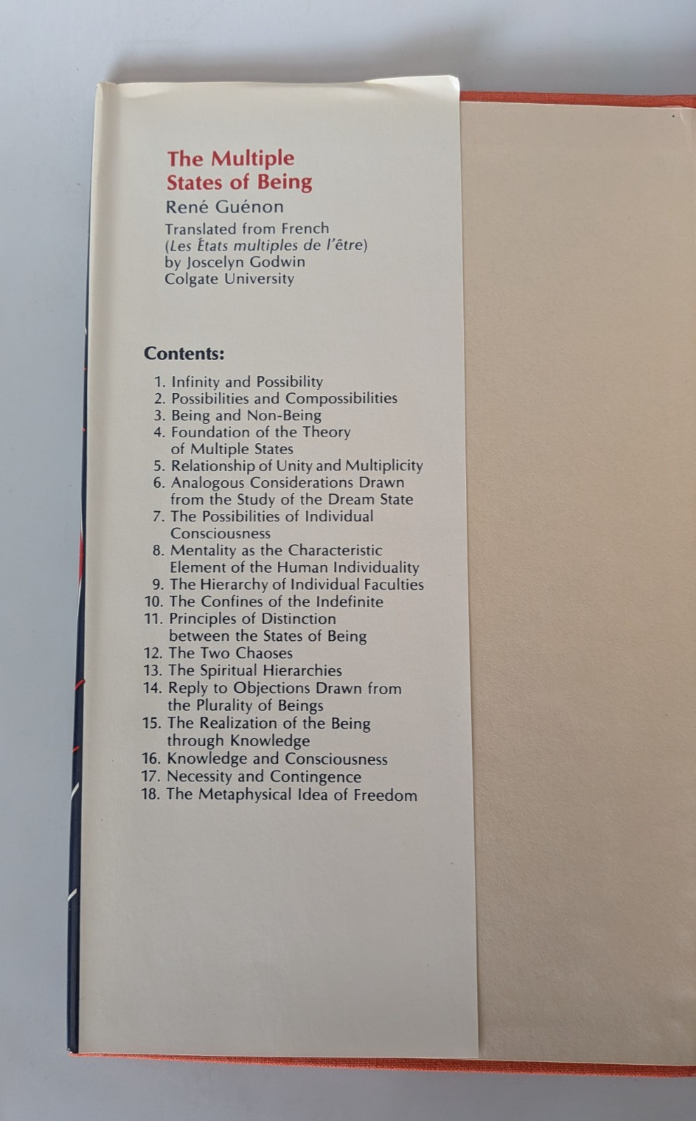 The Multiple States of Being by Rene Guenon (1984, Hardcover)