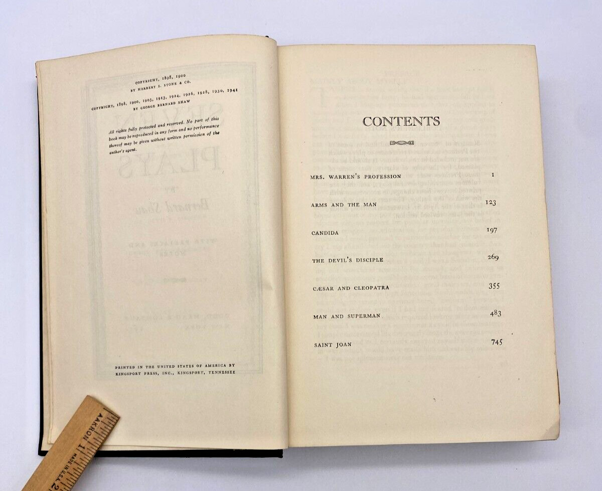 George Bernard Shaw Seven Plays Hardback Book Published 1951 Kingsport TN