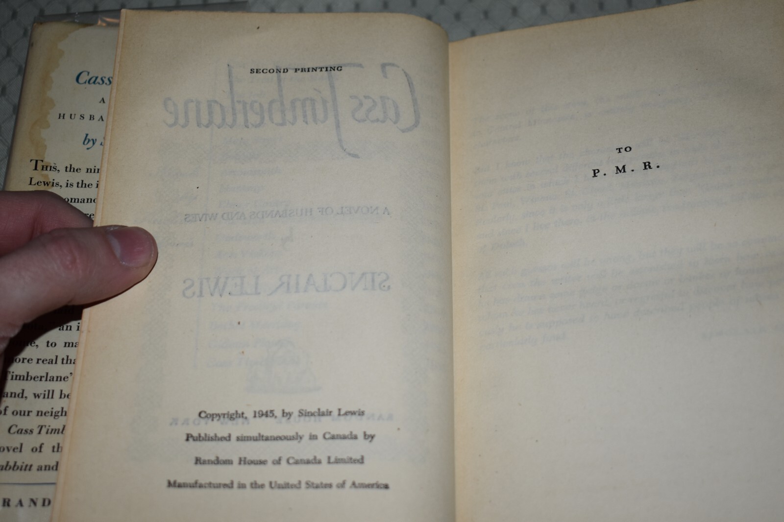 Cass Timberlane by Sinclair Lewis (1st Edition/2nd Printing, dust jacket)