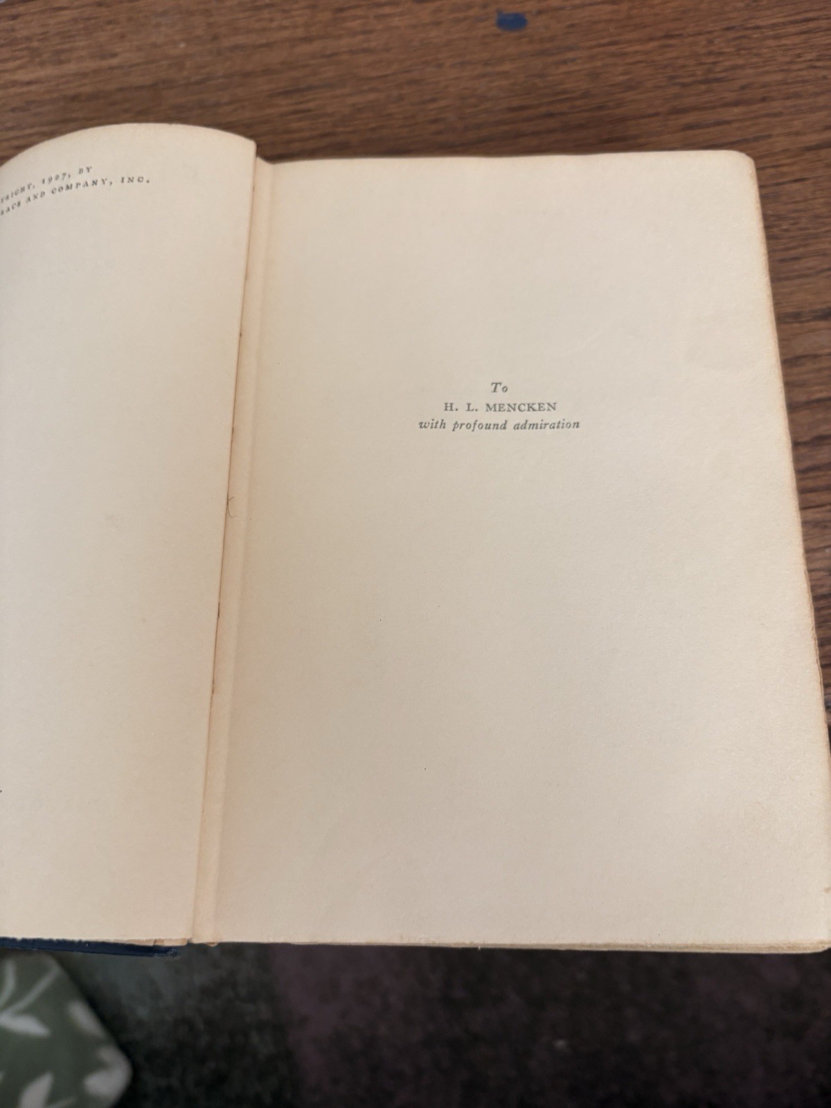 Sinclair Lewis Elmer Gantry Signed & Inscribed Hardcover Harcourt Brace 1927